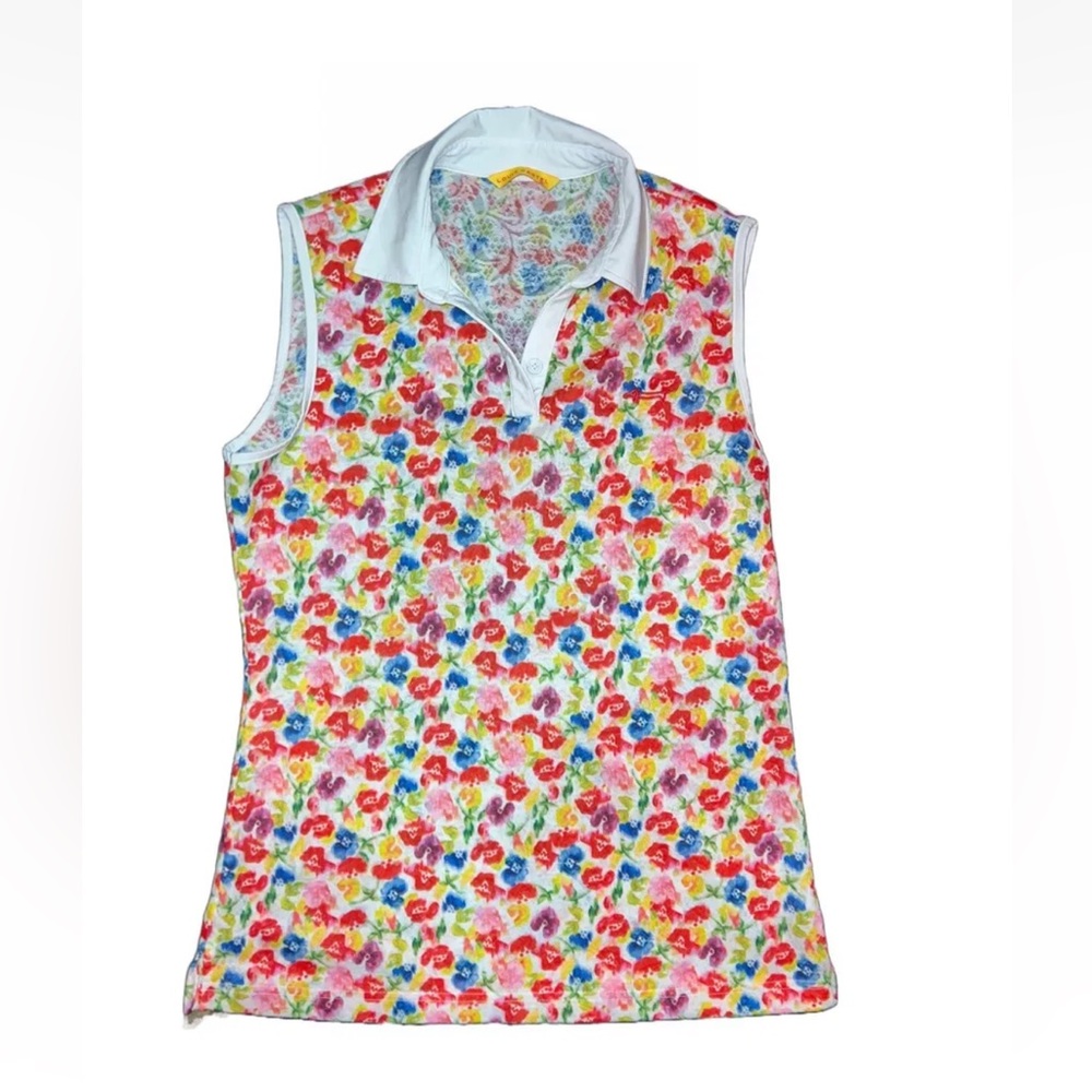 louis castel shirt blouse top sleeveless collar colorful Size 95 S Golf NWOT